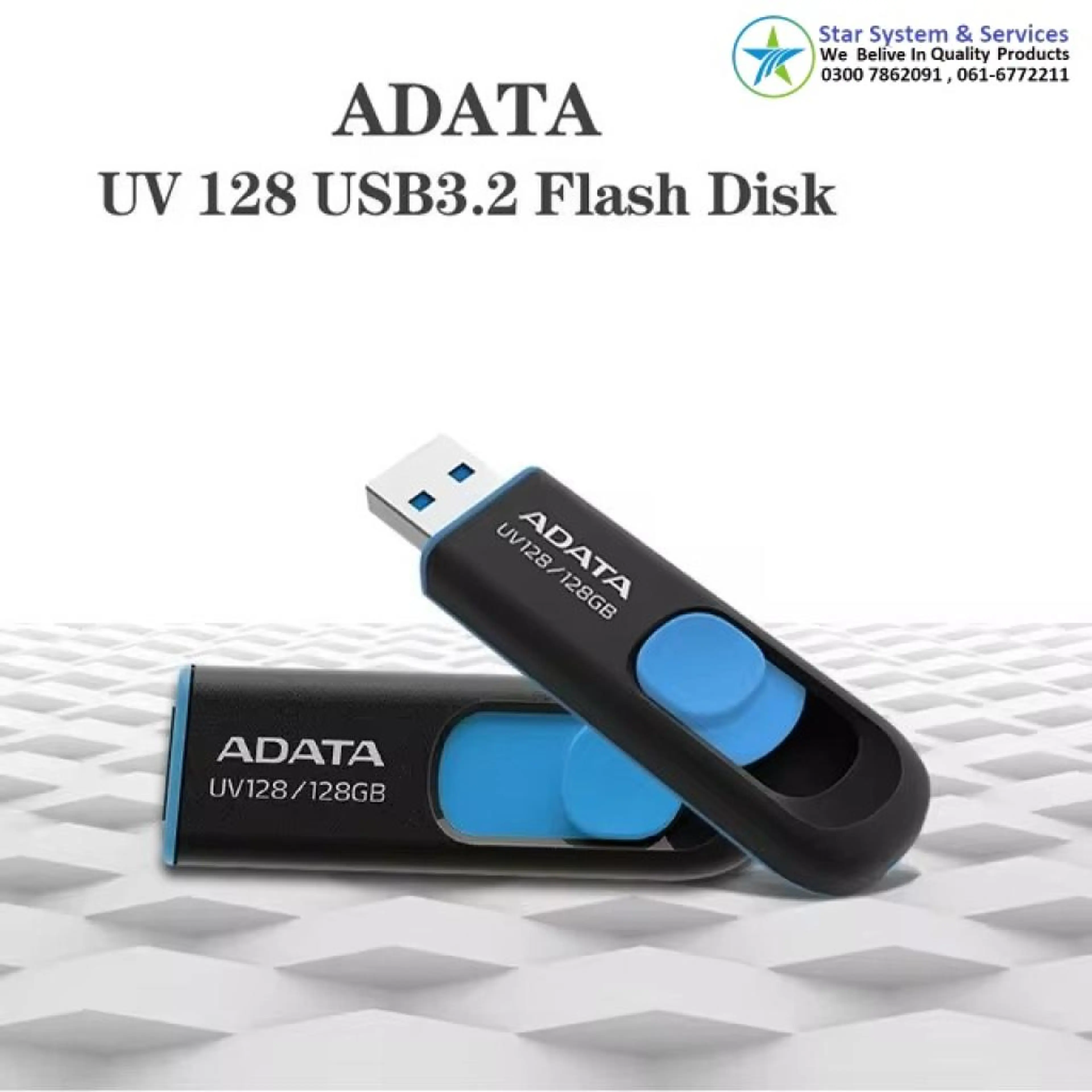 ADATA UV128 3.2 USB Slide USB Flash 128GB 5 Years