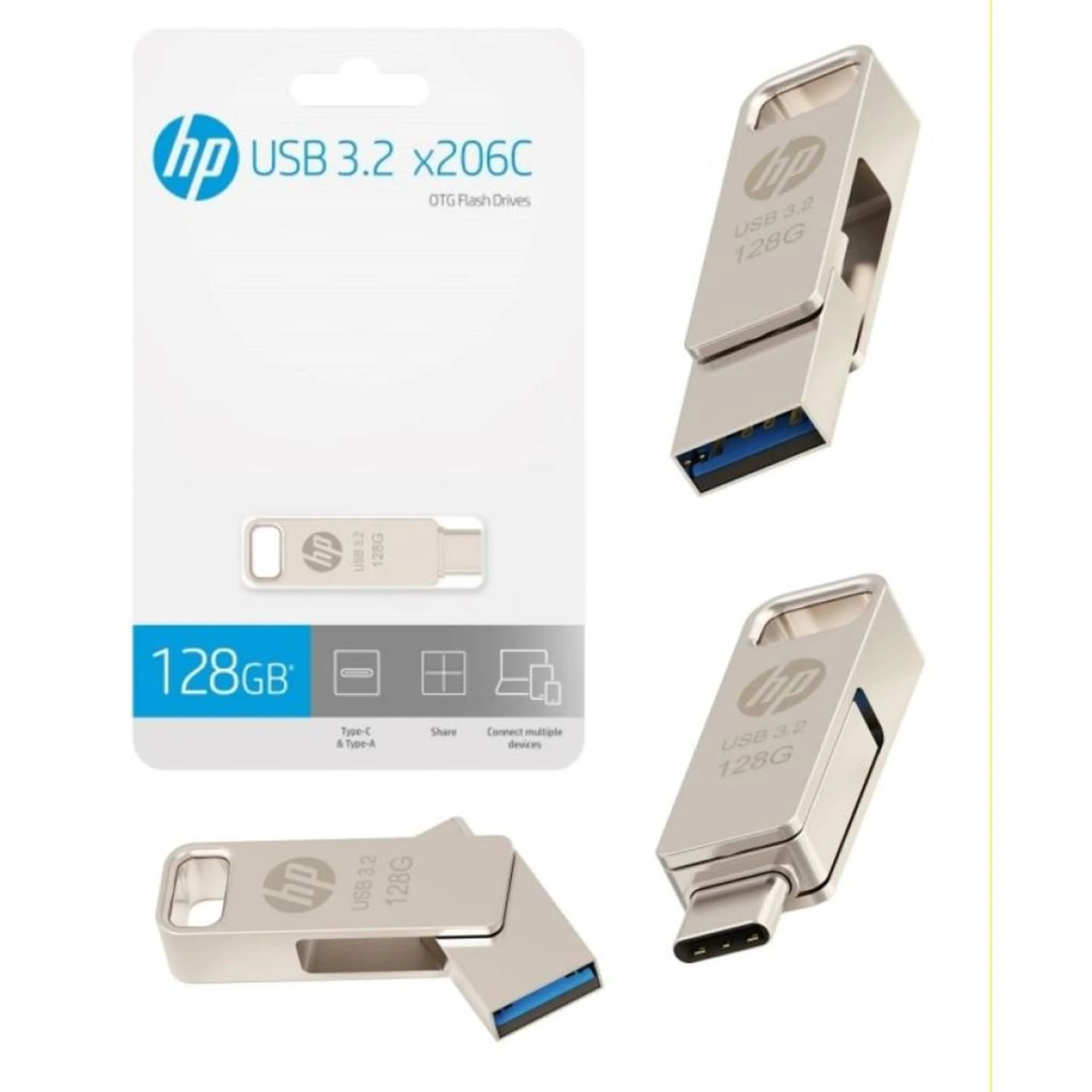 HP X206c 3.2 DUAL DRIVE TYPE-C OTG USB (METAL BODY) 32GB
