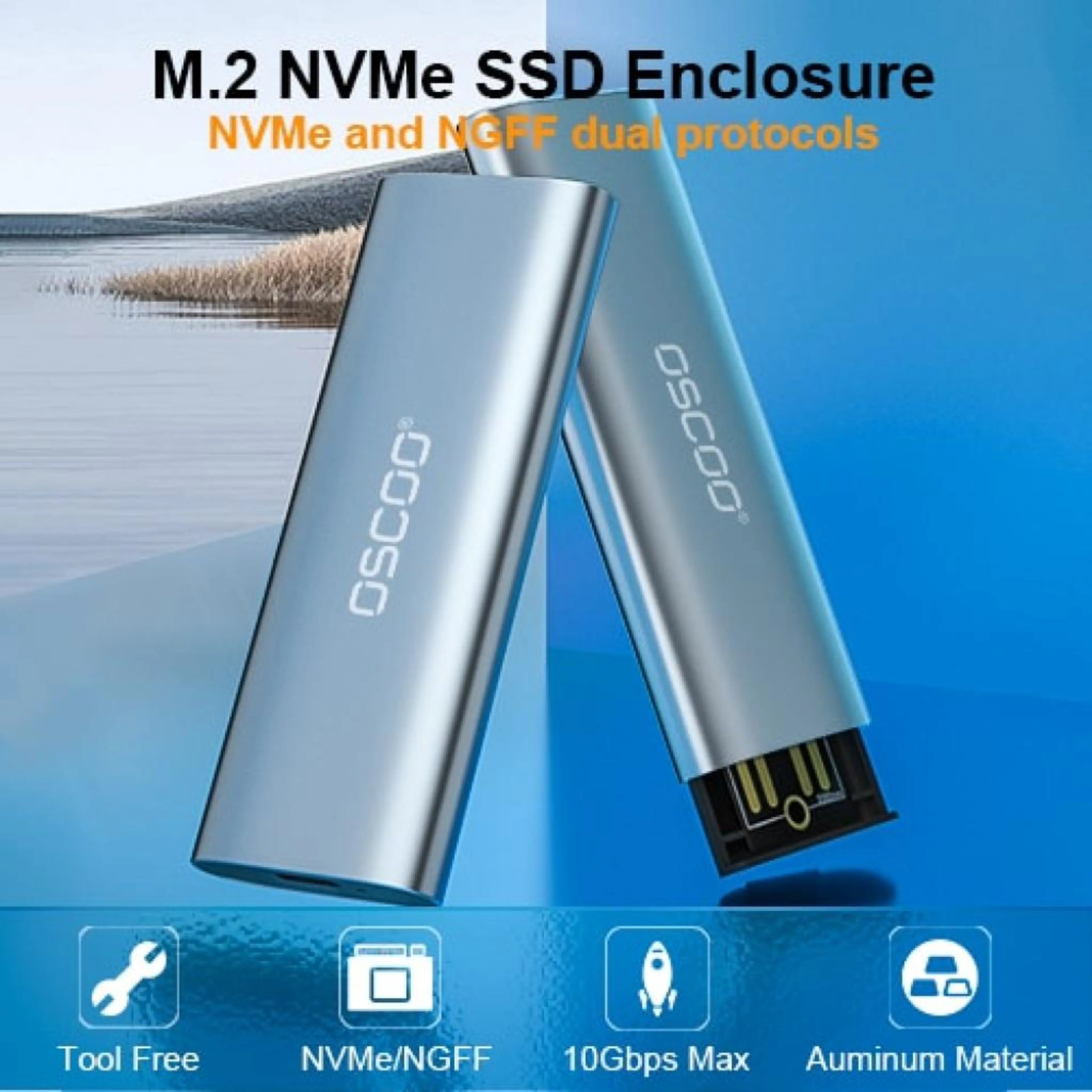 OSCOO M.2 SATA/NVMe SSD enclosure
