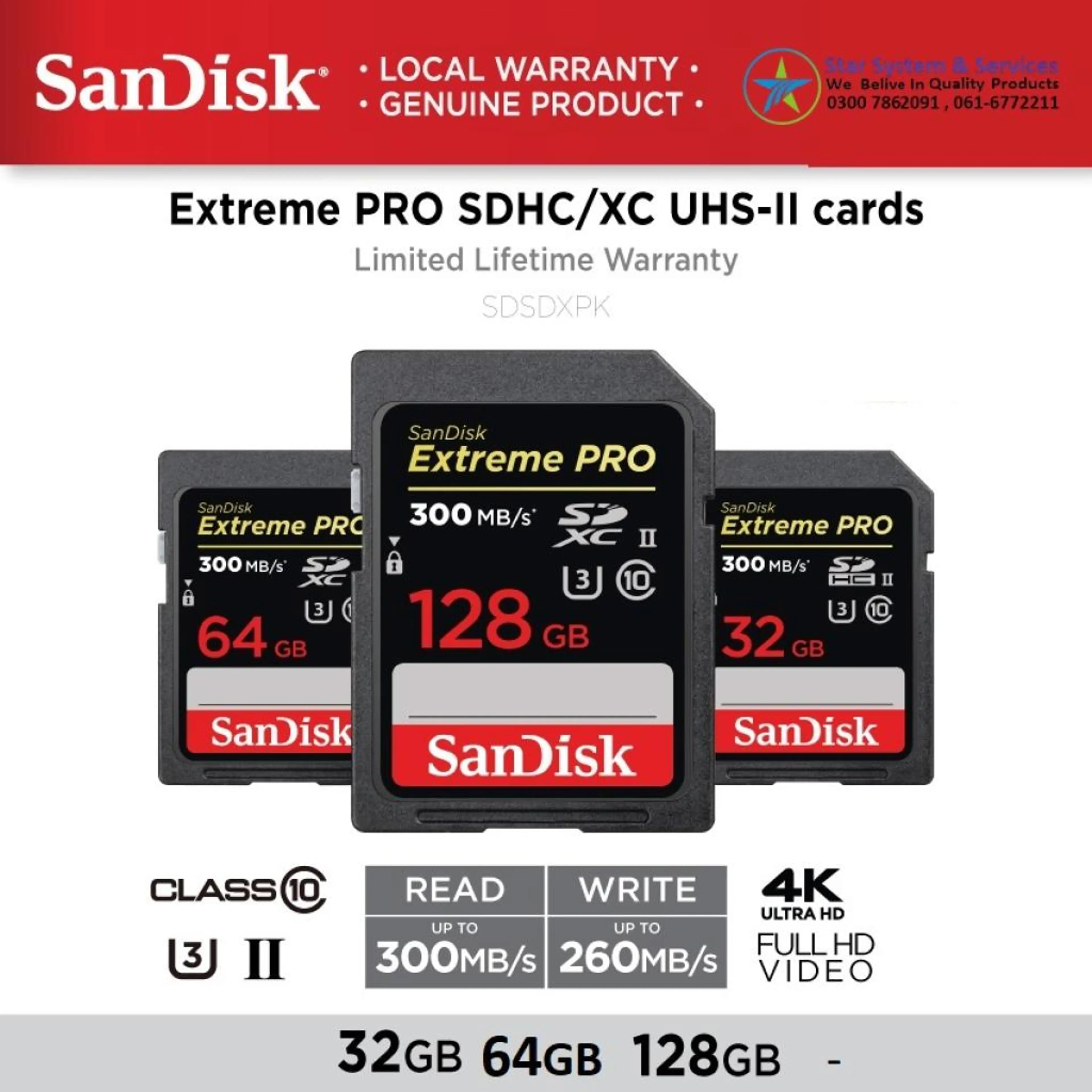 SanDisk Extreme Pro SD Card UHS-II 300MB/s 32GB